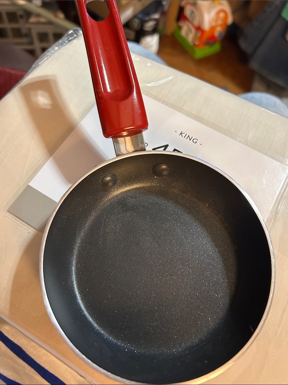 Red Handle Nonstick Frying Pan - Home Kitchen Small 4.5” x  1” T” Skillet Pan